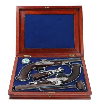 Lot 76 french pair of officer s percussion pistols by juste