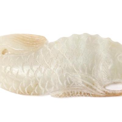 Sale Photo Thumbnail #186: Lot 186 gorgeous chinese nephrite jade fish pendant