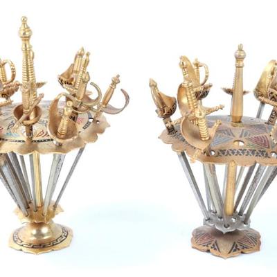 Lot 22 toledo damascene cocktail sword set s)