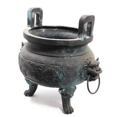 Sale Photo Thumbnail #350: Lot 352 massive chinese bronze tripod cauldron