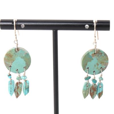 Sale Photo Thumbnail #213: Lot 213 gorgeous pair of turquoise zuni earrings