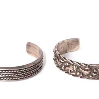 Sale Photo Thumbnail #214: Lot 214 two native american silver bracelets