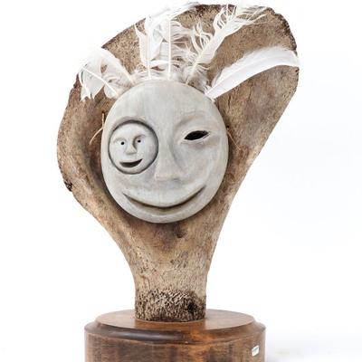 Sale Photo Thumbnail #230: Lot 231 pnw inuit moon face mask lunar tuunraq