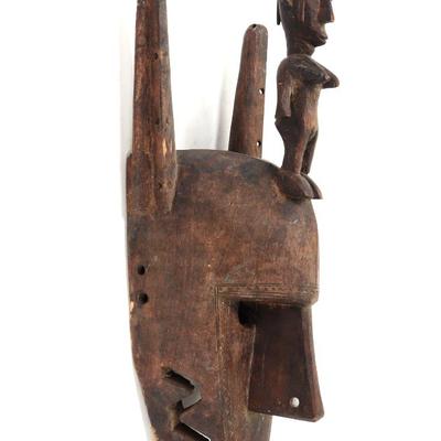 Sale Photo Thumbnail #372: Lot 374 african bamana wooden mask w standing female