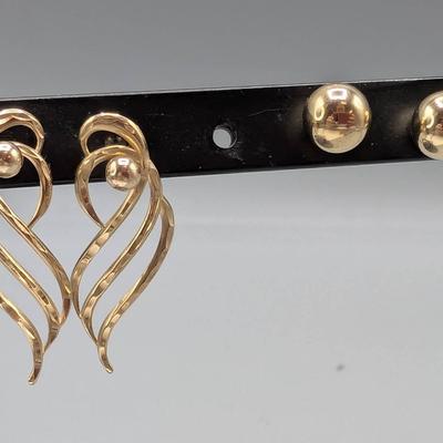 Two Pair Of 14K Gold Earrings 