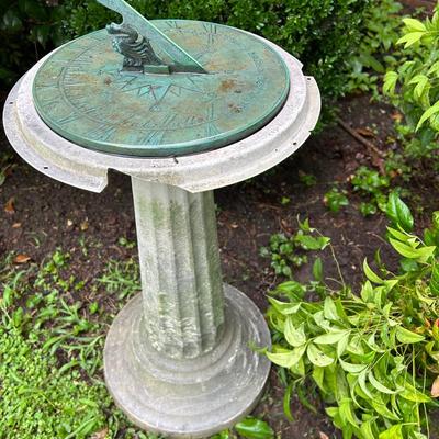 10” Metal Sundial On Weighed Base Plastic Pedestal 
