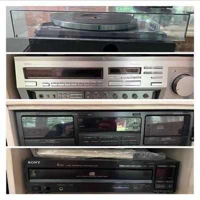 Kenwood Cassette; Yamaha Receiver; Sony CD Player; Sears Silvertone record Player