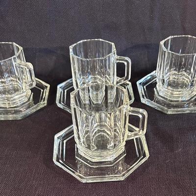 Vintage Crown Corning Tempered Demitasse Cups and Saucers 1984 