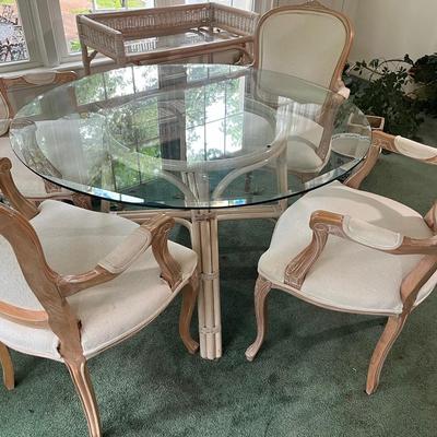Round Glass Top Able With 4 Matching Chairs