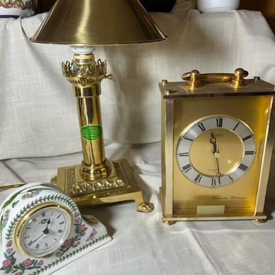 Brass Desk Lamp - Seiko Westminster Whittington Clock - Portmeirion Clock 