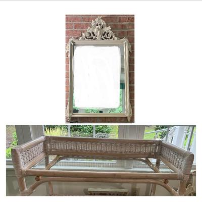 Rattan console Table with Large Mirror