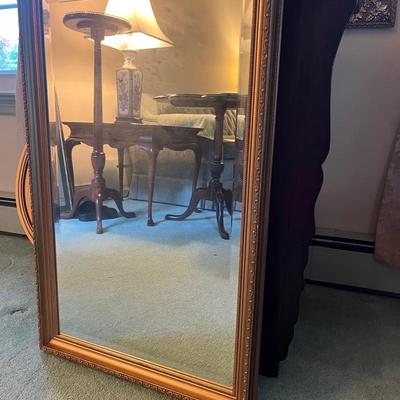 Rectangular Beveled Mirror In Wooden Frame