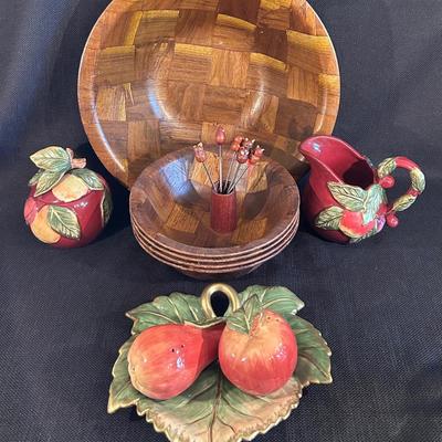 Fitz And Floyd And Vintage Wood Bowls
