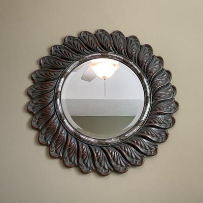 Round Beveled Mirror In Metal Frame