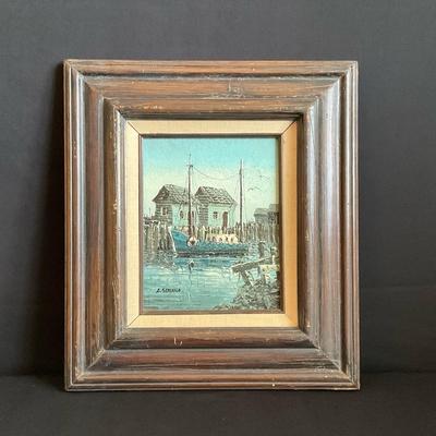 Framed & Signed Harbor Painting by A. Sariano