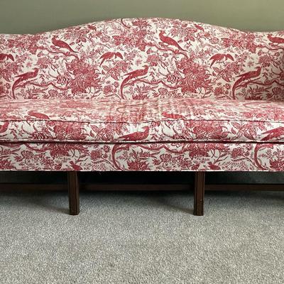 Ethan Allen Red Toile Single Cushion Sofa 