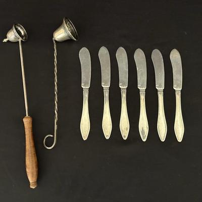 Sterling Silver Butter Knives & Snuffers