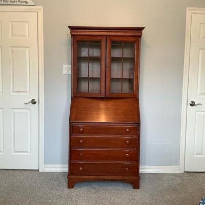 Wooden Secretary Desk With Display Bookcase