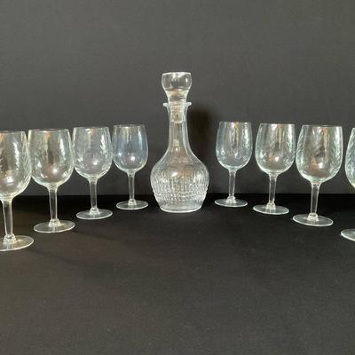 Crystal Decanter And Wine Glasses