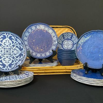 Melamine Plates And Bowls & Woven Rattan Trays