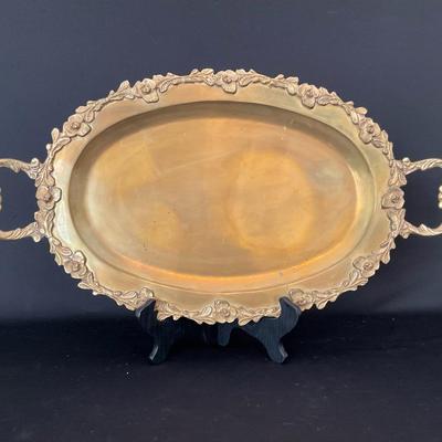 Vintage Brass Floral Tray