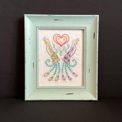 Framed Peacock Needlepoint