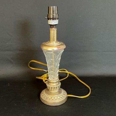 15 Inch Glass & Painted Gold Lamp