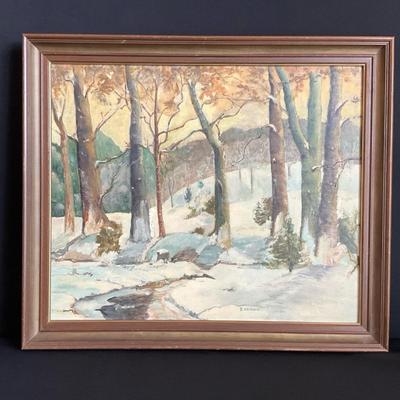 Framed & Signed Winter Scene Painting by B. Weigang