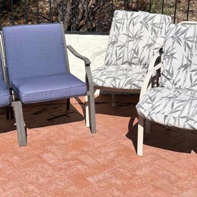 Metal Patio Bench And Chair With Cushions