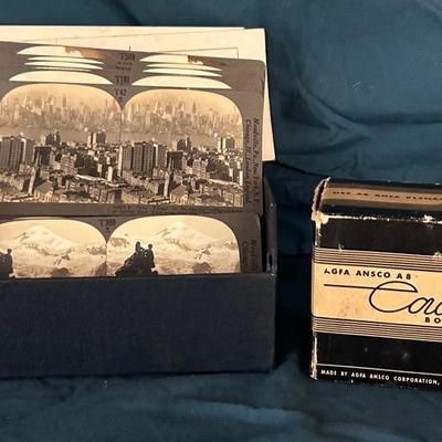 Cadet Box Camera And Keystone View Stereoscopic Postcards