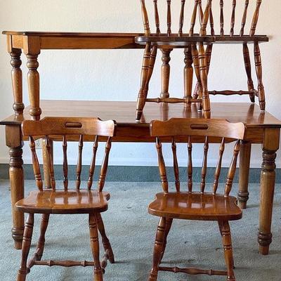 Wood Table With 4 Chairs & Bench Seat 