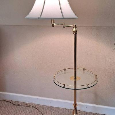 Brass Floor Lamp With Glass Table
