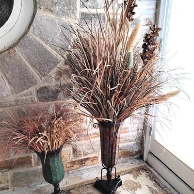 Metal Planters & Faux Grass 