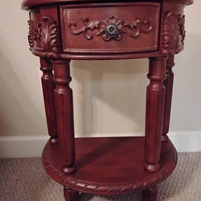 Matching Carved Wood Bedside Tables 