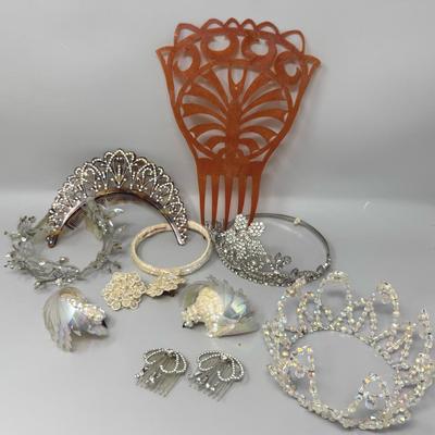 Vintage Tiaras, Hat Pins And Hair Combs 