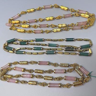 Three Necklaces From Thailand-unauthenticated Quartz And Jade  