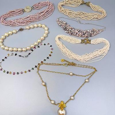 Chokers Of Pearlish Beads  And More 