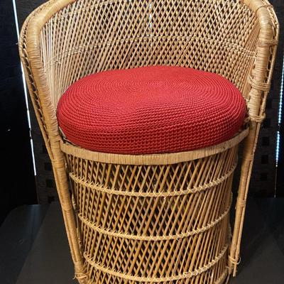 Small Wicker Princess Chair (30”x22”18”) with Round Cushion