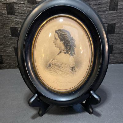Small Antique Bubble Glass Frame W/ S. M. L’Jmperalrce Eugene Print