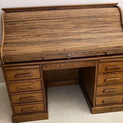 LARGE Antique Roll Top Desk 