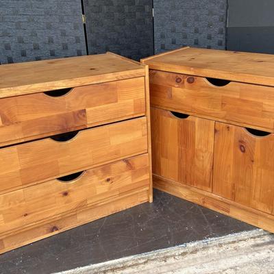 Pair of Small Solid Pine Dressers, or Lg Nightstands