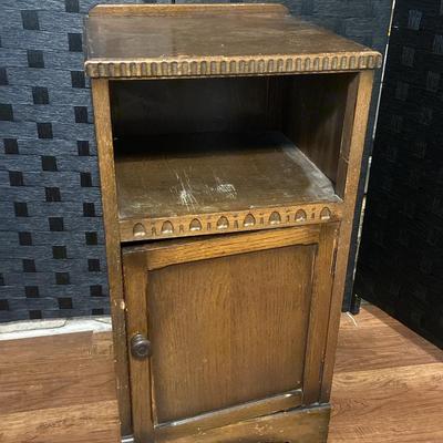 Antique Wooden Nightstand (Door Needs Repairs)