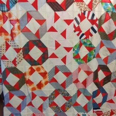 Unfinished Handmade Patchwork Quilt 82"X 70" 