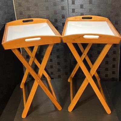 Two Wooden Folding TV Trays (24”x14”x19”)