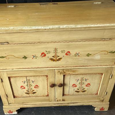 Antique Painted Tall Storage Chest (41”Hx45”Wx21”D)
