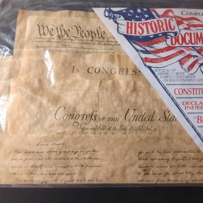 Complete Set of 4 On Parchment paper: Replicas Of Constitution Of United States