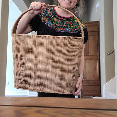 Tall, Narrow Oblong Handled Basket