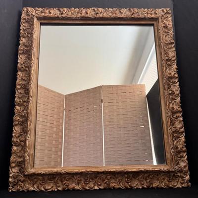 Vintage Mirror With Ornate Frame, 27” x 23”