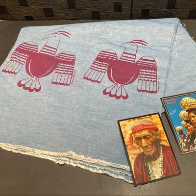 Southwestern Bird Print Fabric (Sew Good Fabrics) & 2 Travel Cards