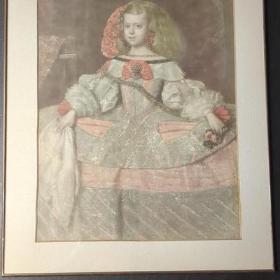 16" x 13" Framed "Infana Margarita Teresa In Red" By artist Diego Velazquez